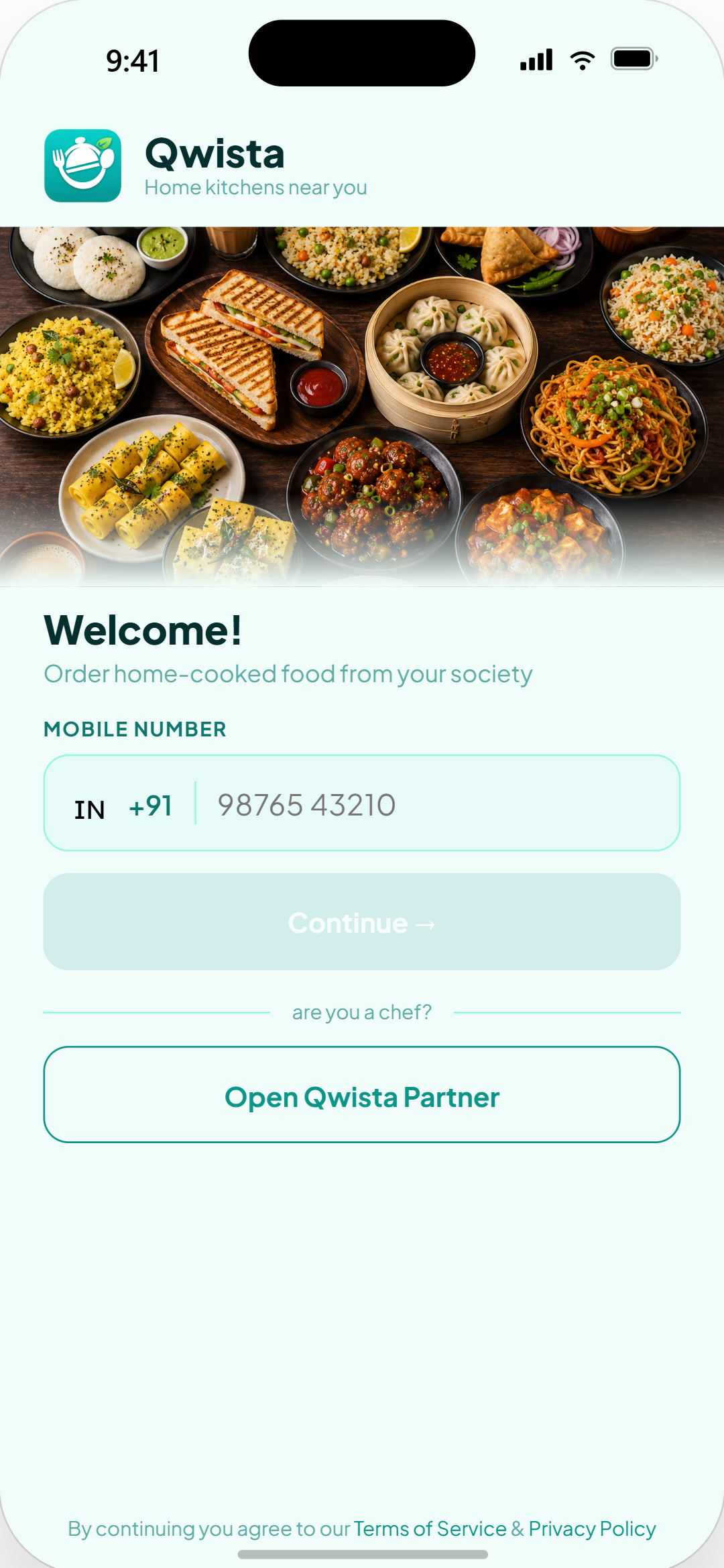 Qwista customer app home screen